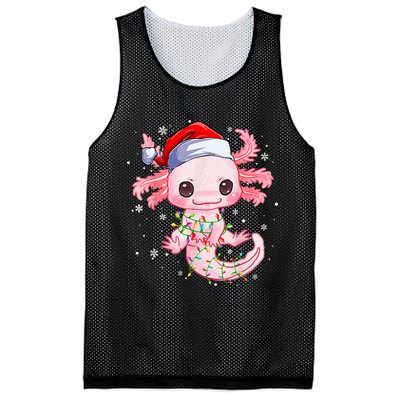 Christmas Axolotl Santa Hat Lights Japanese Cute Anime Xmas Mesh Reversible Basketball Jersey Tank