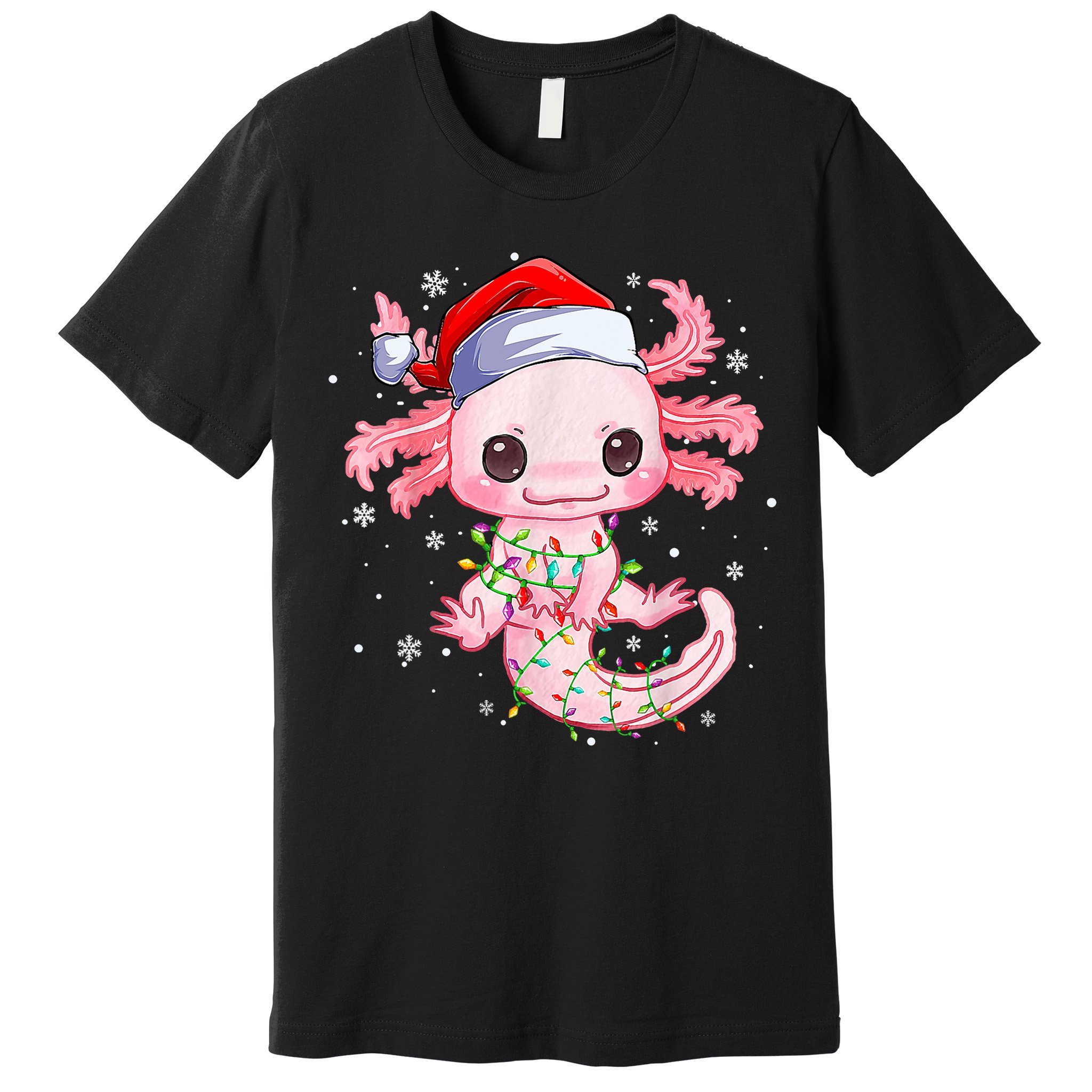 Christmas Axolotl Santa Hat Lights Japanese Cute Anime Xmas Premium T-Shirt
