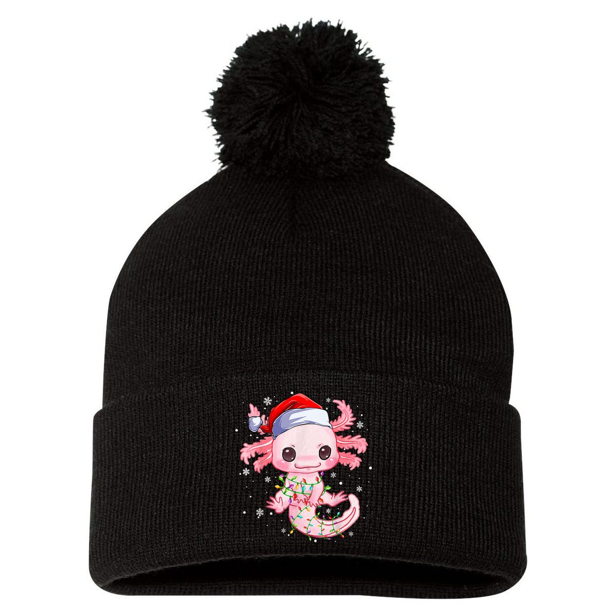 Christmas Axolotl Santa Hat Lights Japanese Cute Anime Xmas Pom Pom 12in Knit Beanie