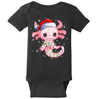 Christmas Axolotl Santa Hat Lights Japanese Cute Anime Xmas Baby Bodysuit