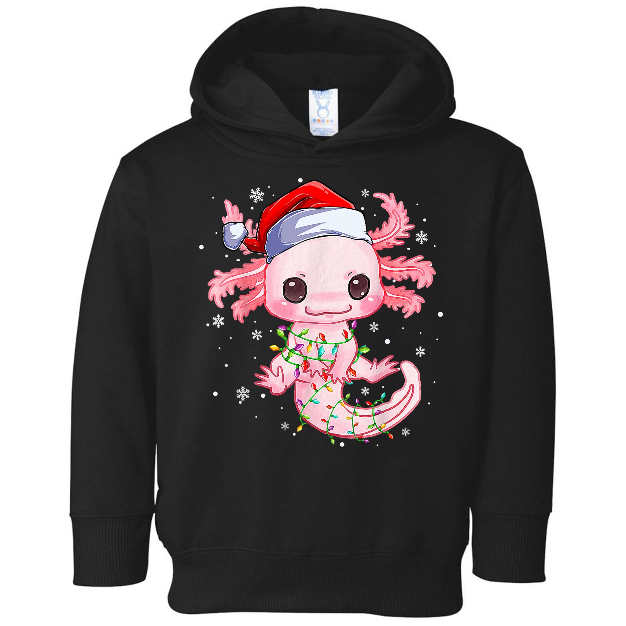 Christmas Axolotl Santa Hat Lights Japanese Cute Anime Xmas Toddler Hoodie