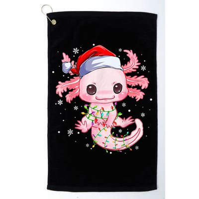 Christmas Axolotl Santa Hat Lights Japanese Cute Anime Xmas Golf Towel