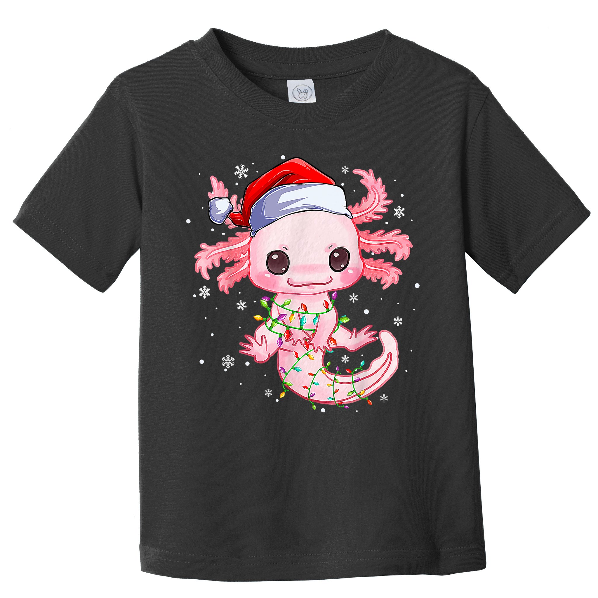 Christmas Axolotl Santa Hat Lights Japanese Cute Anime Xmas Toddler T-Shirt