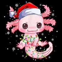 Christmas Axolotl Santa Hat Lights Japanese Cute Anime Xmas Womens T-Shirt