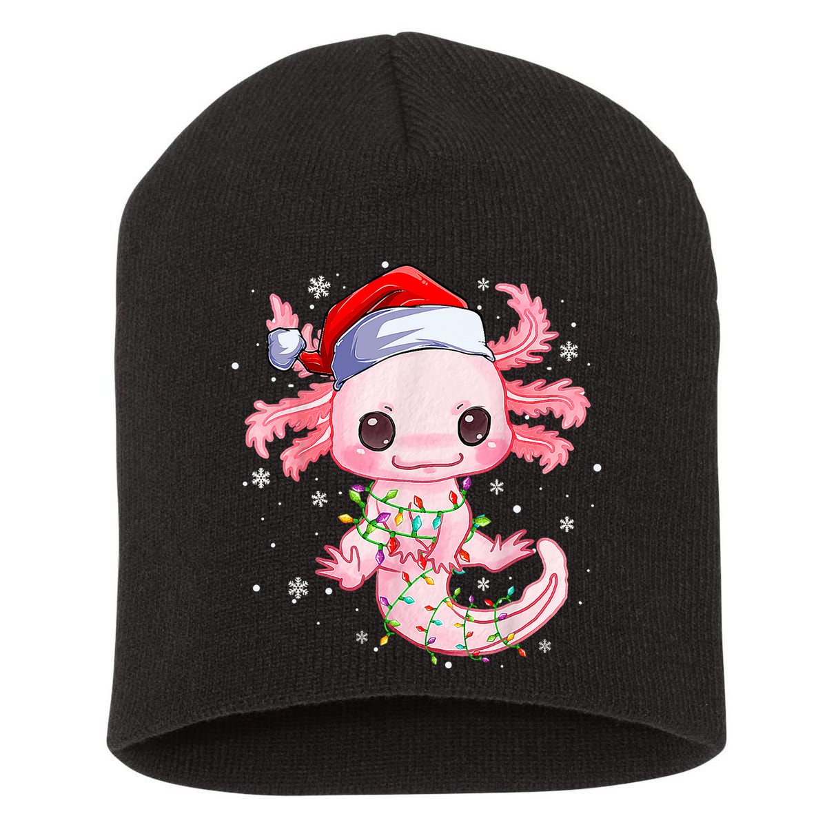 Christmas Axolotl Santa Hat Lights Japanese Cute Anime Xmas Short Acrylic Beanie