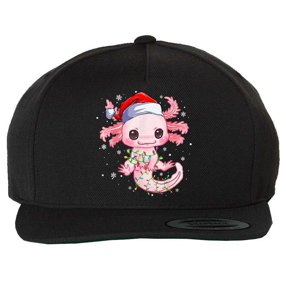 Christmas Axolotl Santa Hat Lights Japanese Cute Anime Xmas Wool Snapback Cap