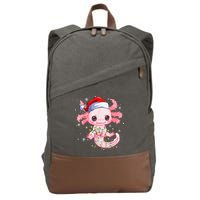 Christmas Axolotl Santa Hat Lights Japanese Cute Anime Xmas Cotton Canvas Backpack