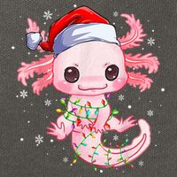 Christmas Axolotl Santa Hat Lights Japanese Cute Anime Xmas Cotton Canvas Backpack