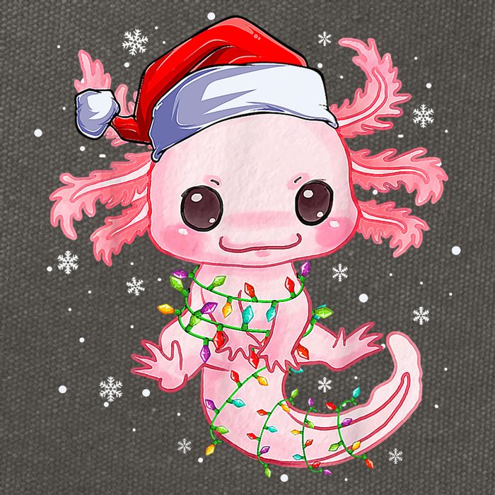 Christmas Axolotl Santa Hat Lights Japanese Cute Anime Xmas Cotton Canvas Backpack