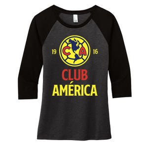 Club America Score Big With Our Exclusive Women's Tri-Blend 3/4-Sleeve Raglan Shirt