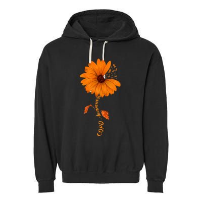 Copd Awareness Sunflower Orange Ribbon Garment-Dyed Fleece Hoodie