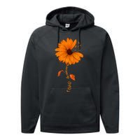 Copd Awareness Sunflower Orange Ribbon Performance Fleece Hoodie