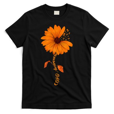 Copd Awareness Sunflower Orange Ribbon T-Shirt