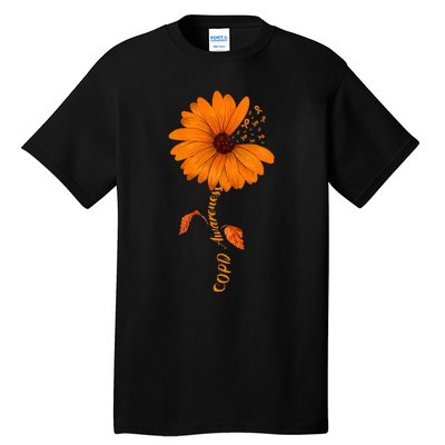 Copd Awareness Sunflower Orange Ribbon Tall T-Shirt