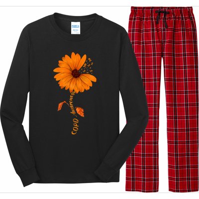 Copd Awareness Sunflower Orange Ribbon Long Sleeve Pajama Set