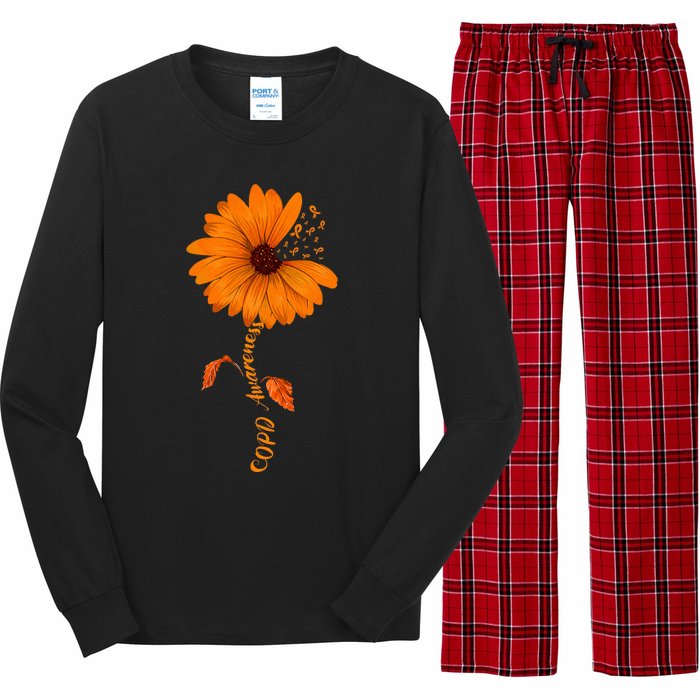 Copd Awareness Sunflower Orange Ribbon Long Sleeve Pajama Set