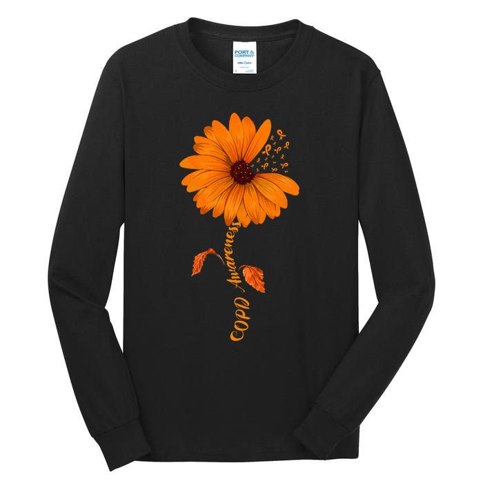 Copd Awareness Sunflower Orange Ribbon Tall Long Sleeve T-Shirt