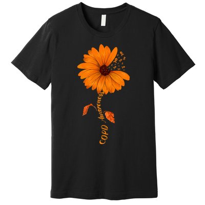 Copd Awareness Sunflower Orange Ribbon Premium T-Shirt