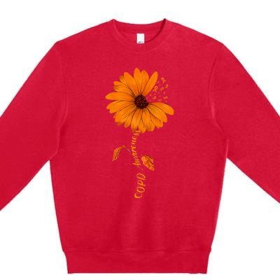 Copd Awareness Sunflower Orange Ribbon Premium Crewneck Sweatshirt