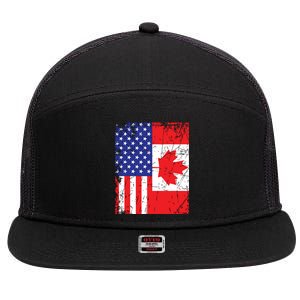 Canadian American Shirts USA Canada Flag 4th Of July 7 Panel Mesh Trucker Snapback Hat