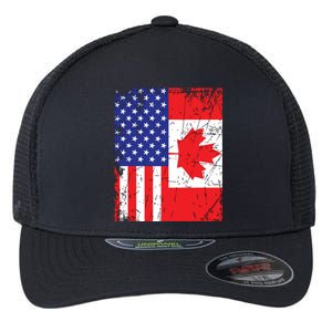 Canadian American Shirts USA Canada Flag 4th Of July Flexfit Unipanel Trucker Cap