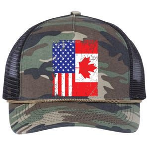 Canadian American Shirts USA Canada Flag 4th Of July Retro Rope Trucker Hat Cap