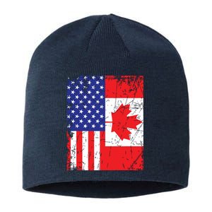 Canadian American Shirts USA Canada Flag 4th Of July Sustainable Beanie