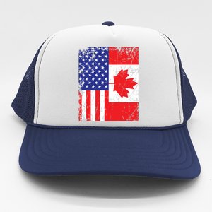 Canadian American Shirts USA Canada Flag 4th Of July Trucker Hat