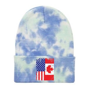 Canadian American Shirts USA Canada Flag 4th Of July Tie Dye 12in Knit Beanie