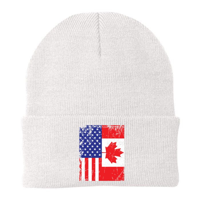 Canadian American Shirts USA Canada Flag 4th Of July Knit Cap Winter Beanie