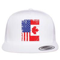 Canadian American Shirts USA Canada Flag 4th Of July Flat Bill Trucker Hat