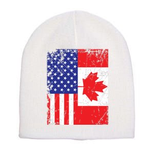 Canadian American Shirts USA Canada Flag 4th Of July Short Acrylic Beanie