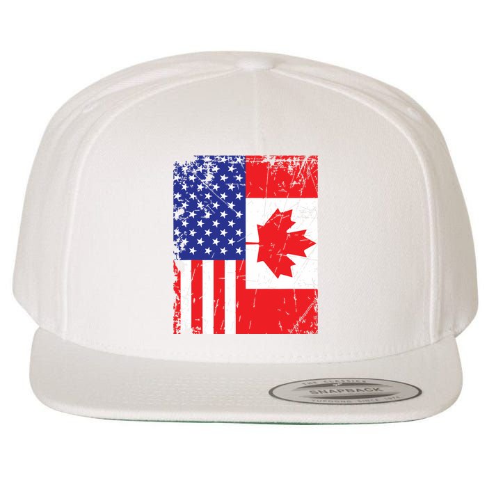 Canadian American Shirts USA Canada Flag 4th Of July Wool Snapback Cap