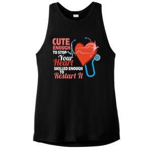 Cute And Skilled Nurse Heartbeat Magician Gift Ladies PosiCharge Tri-Blend Wicking Tank