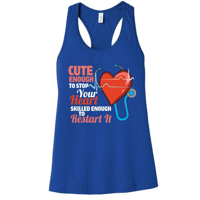 Cute And Skilled Nurse Heartbeat Magician Gift Women's Racerback Tank