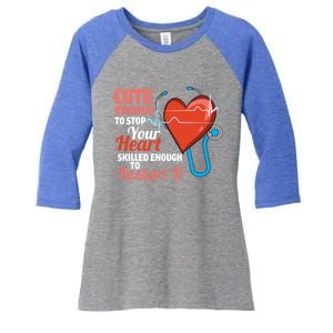 Cute And Skilled Nurse Heartbeat Magician Gift Women's Tri-Blend 3/4-Sleeve Raglan Shirt