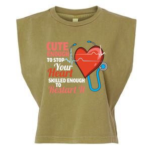 Cute And Skilled Nurse Heartbeat Magician Gift Garment-Dyed Women's Muscle Tee