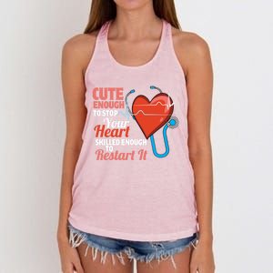 Cute And Skilled Nurse Heartbeat Magician Gift Women's Knotted Racerback Tank