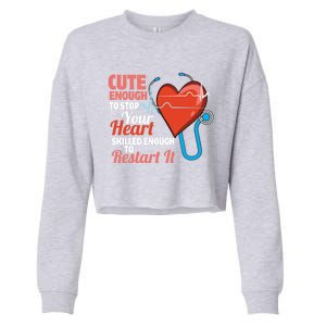 Cute And Skilled Nurse Heartbeat Magician Gift Cropped Pullover Crew