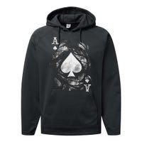 Card Ace Spades Play Playing Performance Fleece Hoodie