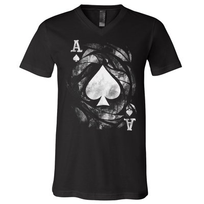 Card Ace Spades Play Playing V-Neck T-Shirt