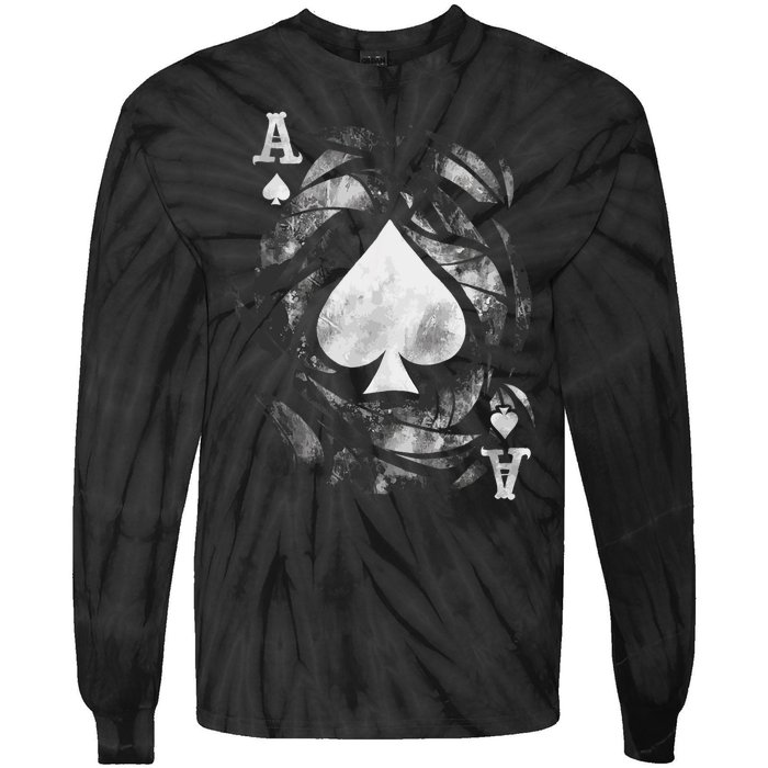 Card Ace Spades Play Playing Tie-Dye Long Sleeve Shirt