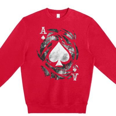 Card Ace Spades Play Playing Premium Crewneck Sweatshirt