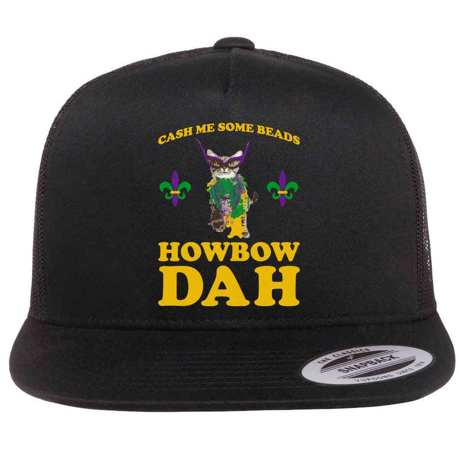 Cash Me Some Beads Howbow Dah Mardi Gras Flat Bill Trucker Hat