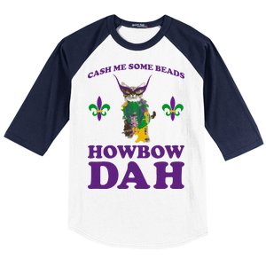 Cash Me Some Beads Howbow Dah Mardi Gras Baseball Sleeve Shirt