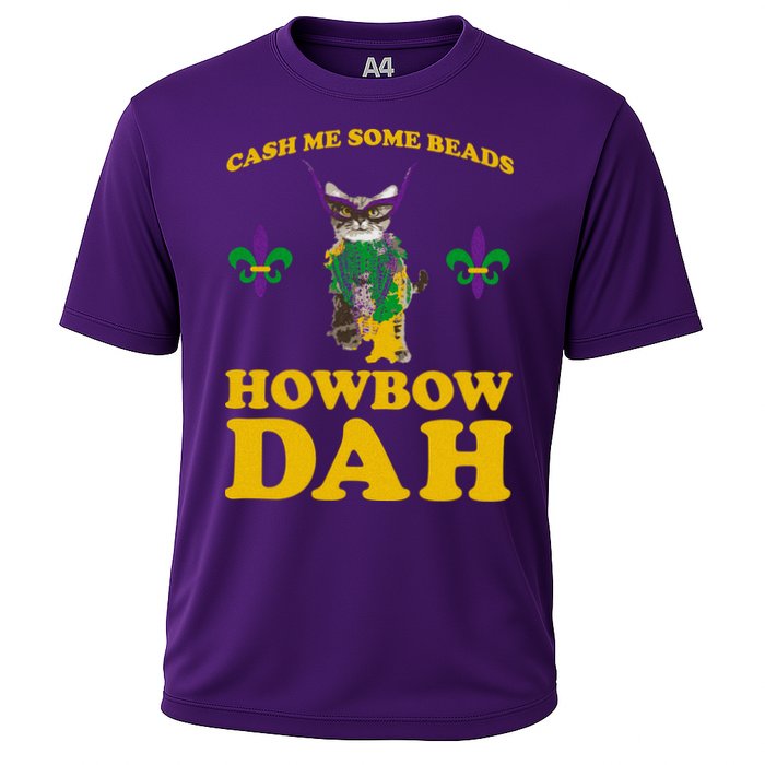Cash Me Some Beads Howbow Dah Mardi Gras Cooling Performance Crew T-Shirt