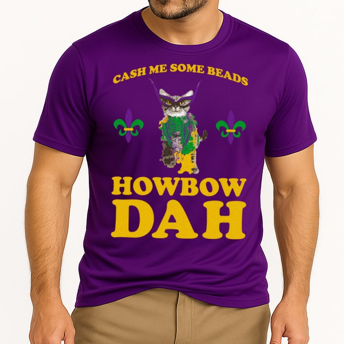 Cash Me Some Beads Howbow Dah Mardi Gras Cooling Performance Crew T-Shirt