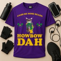Cash Me Some Beads Howbow Dah Mardi Gras Cooling Performance Crew T-Shirt