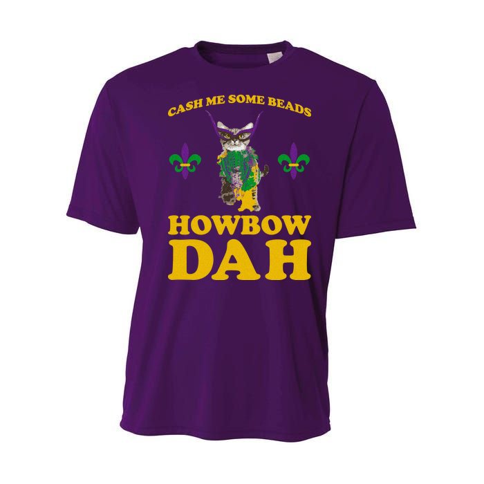 Cash Me Some Beads Howbow Dah Mardi Gras Youth Performance Sprint T-Shirt