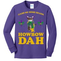 Cash Me Some Beads Howbow Dah Mardi Gras Kids Long Sleeve Shirt